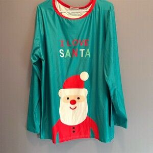 ENJOYNIGHT Sleepshirt Mens XL Green Christmas Santa Graphic Long Sleeve